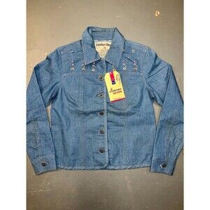 Comfort Denim Beaded Girls Button Down Shirt / Jacket XL (14-16)